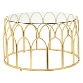 Cascade Clear Glass Top Coffee Table With Gold Leaf Frame