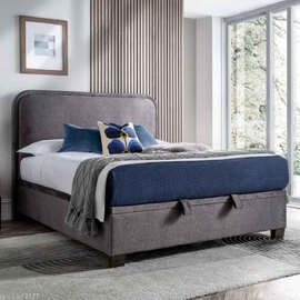 Casper Fabric Ottoman Storage Double Bed In Vogue Grey
