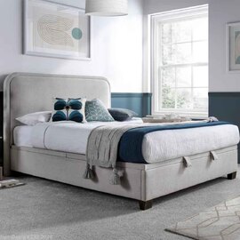 Casper Fabric Ottoman Storage King Size Bed In Maskat Clay