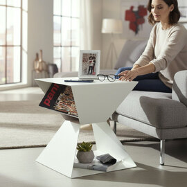 Caspian Square Metal Side table in White