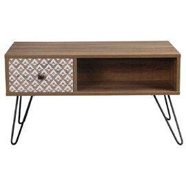 Cassava Wooden Coffee Table With Black Legs - Dark Oak