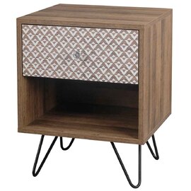 Cassava Wooden Lamp Table With Black Legs - Dark Oak
