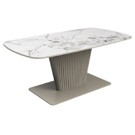 Castle Ceramic Coffee Table With Beige Wooden Base In White