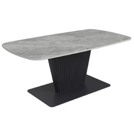 Castle Ceramic Coffee Table With Grey Wooden Base In Light Grey