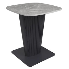 Castle Ceramic Side Table With Grey Wooden Base In Light Grey