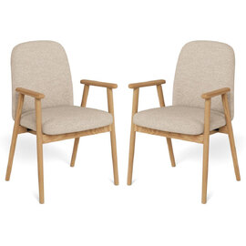 Castle Fabric Dining Chairs With Wooden Frame In Pair - Terracotta