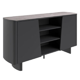 Castle Light Grey Ceramic Top Sideboard With Grey Wooden Base
