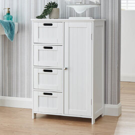 Catford Wooden Bathroom Storage Cabinet With 1 Door In White