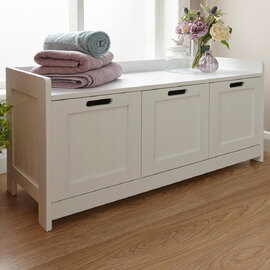 Catford Wooden Bathroom Storage Cabinet With 3 Doors In White