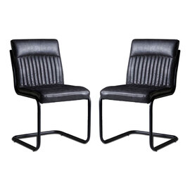 Catila Grey Faux Leather Dining Chairs In Pair