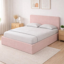 Catskill Fabric Ottoman Storage King Size Bed In Pink