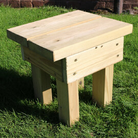 Cayce Wooden Square Garden Footstool In Natural