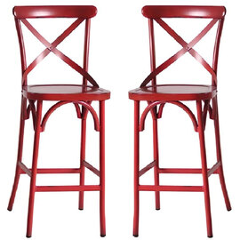 Cayuga Vintage Red Aluminium Outdoor Bar Chairs In Pair