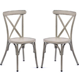 Cayuga Vintage White Aluminium Outdoor Side Chairs In Pair