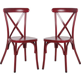 Cayuga Garden Vintage Red Aluminium Stackable Sidechair in Pair
