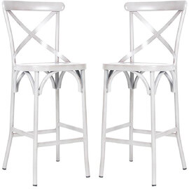 Cayuga Vintage White Aluminium Stackable Bar Chair in Pair