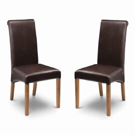 Cazlira Brown Faux Leather Dining Chairs in Pair