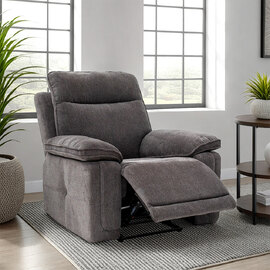 Celeste Fabric Electric Recliner 1 Seater Sofa in Charcoal