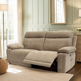 Celeste Fabric Electric Recliner 3 Seater Sofa in Camel