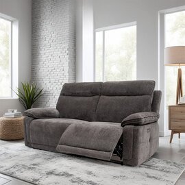 Celeste Fabric Electric Recliner 3 Seater Sofa in Charcoal