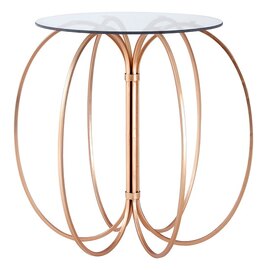 Akron Round Glass Side Table With Gold Metal Base