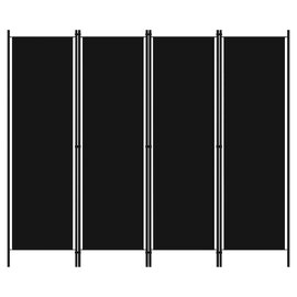 Celina Fabric 4 Panels 200cm x 180cm Room Divider In Black