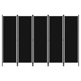 Celina Fabric 5 Panels 250cm x 180cm Room Divider In Black