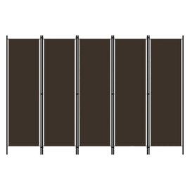 Celina Fabric 5 Panels 250cm x 180cm Room Divider In Brown