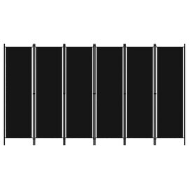 Celina Fabric 6 Panels 300cm x 180cm Room Divider In Black