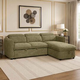 Celmora Fabric Universal Corner Sofabed in Green