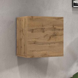 Centennial Wall Hung Wooden Storage Cabinet With 1 Door In Wotan Oak
