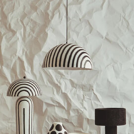 Cerano Metal Domed Ceiling Pendant Light in Black and White