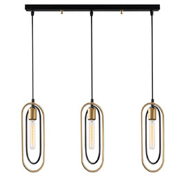 Cerco 3 Light Metal Ceiling Pendant Light in Black and Gold