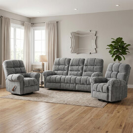 Cerritos Fabric Manual Recliner 3+1+1 Sofa Set in Graphite