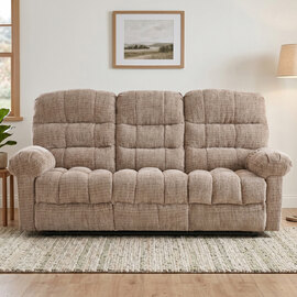 Cerritos Fabric Manual Recliner 3 Seater Sofa in Beige