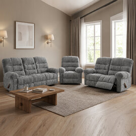 Cerritos Fabric Manual Recliner Sofa Suite in Graphite