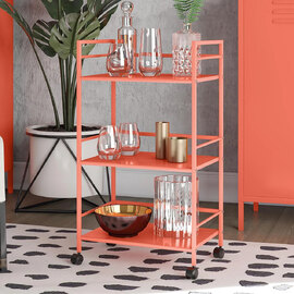 Cerritos Metal Drinks Serving Trolley With 3 Shelves In Orange