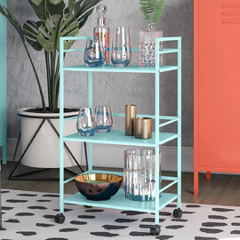 Cerritos Metal Drinks Serving Trolley With 3 Shelves In Spearmint