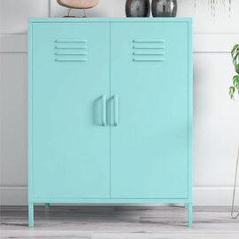 Cerritos Narrow Metal Storage Cabinet With 2 Doors In Spearmint
