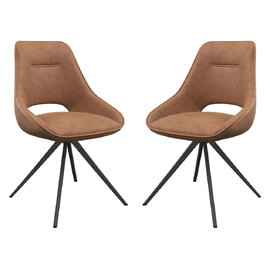 Cerritos Tan Faux Leather Dining Chairs In Pair
