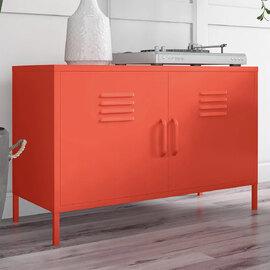 Cerritos Wide Metal Storage Cabinet With 2 Doors In Orange
