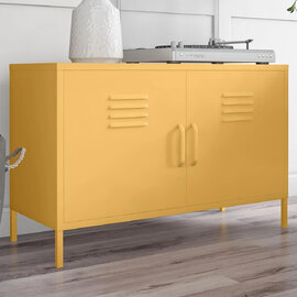 Cerritos Wide Metal Storage Cabinet With 2 Doors In Yellow
