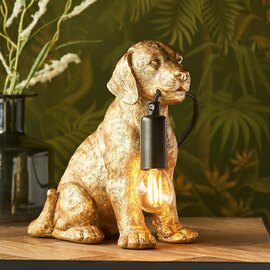 Cesme Puppy Shape Table Lamp In Vintage Gold