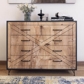 Cevano Wooden Chest of 4 Drawers In Anthracite And Oak