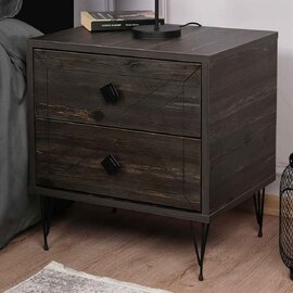 Cevano Wooden Side Table with Metal Legs in Dark Brown