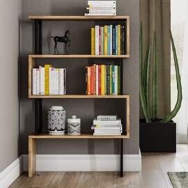 Ceyra Wooden Bookcase With 4 Shelves In Walnut