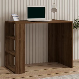 Ceyvani Wooden Laptop Desk With 3 Shelves In Walnut