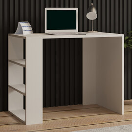 Ceyvani Wooden Laptop Desk With 3 Shelves In White