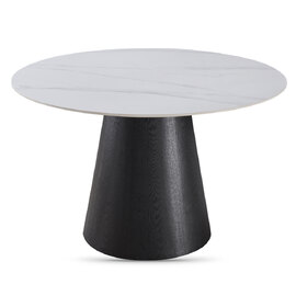 Chambly Round Sintered Stone Dining Table in Black and White