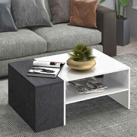 Chandler High Gloss Coffee Table In White And Dark Grey